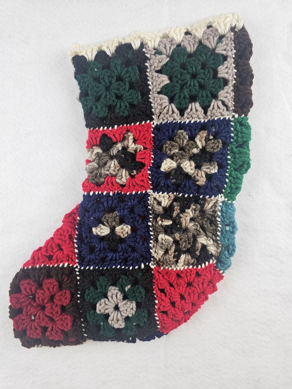 Vintage Set Of 4 Granny Square Handmade Christmas Holiday Stockings